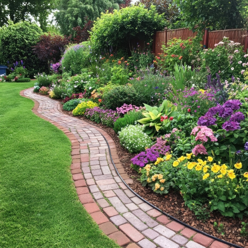 Ornamental shrub and landscaping bed maintained by Cutting Edge Services