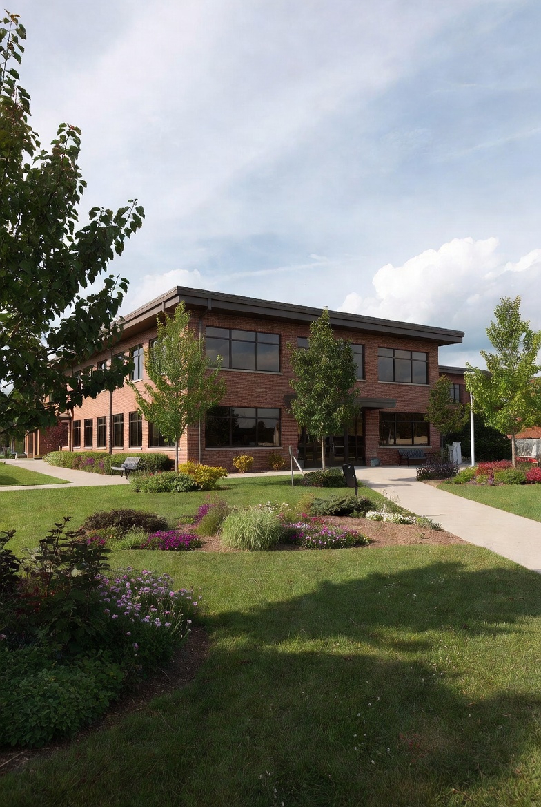 Professional landscaping maintenance at a commercial property