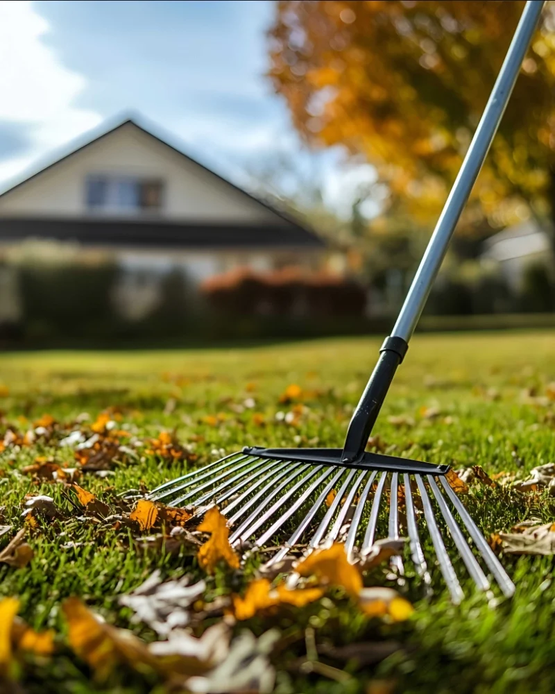 Fall cleanup with leaf removal and bed preparation